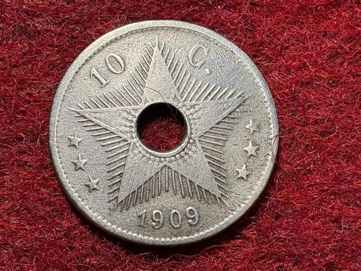 Belgisch Congo - 10 centiem 1909 medailleslag (#026#), Postzegels en Munten, Munten | Afrika, Losse munt, Ophalen of Verzenden