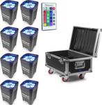 Lot 8 Uplighters BeamZ BBP96 + flight case, Gebruikt, Licht, Ophalen