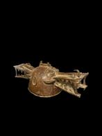 Senufo janus buffalo helmet mask in bronze, Antiek en Kunst, Verzenden