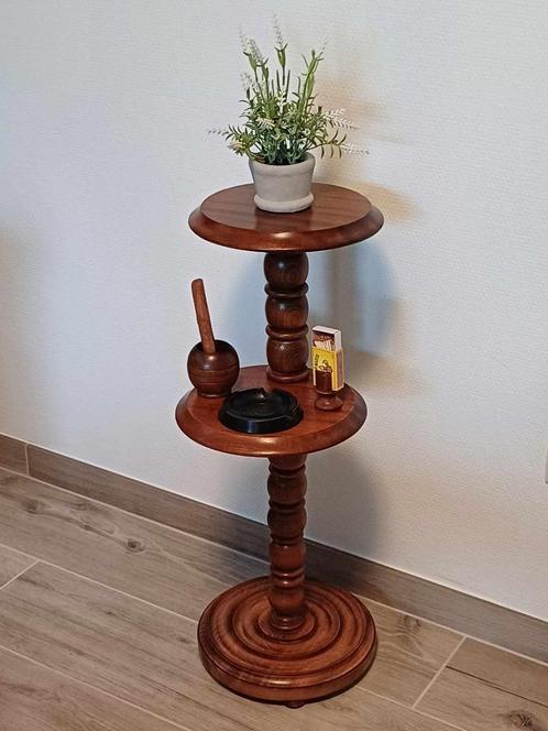 Vintage massief houten rokerstafeltje in topstaat, Antiek en Kunst, Curiosa en Brocante, Ophalen