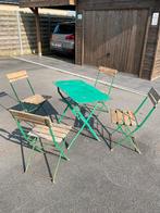 Table de bistrot vintage avec 4 chaises, Jardin & Terrasse, Ensembles de jardin, Enlèvement, Utilisé, Salons de jardin