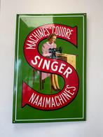 SINGER emaille reclamebord, Ophalen of Verzenden, Gebruikt, Reclamebord