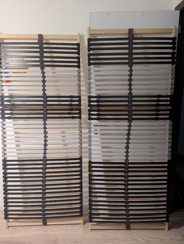 Twee IKEA LEIRSUND 80x200 lattenbodems, Huis en Inrichting, Slaapkamer | Matrassen en Bedbodems, Zo goed als nieuw, Bedbodem, 80 cm