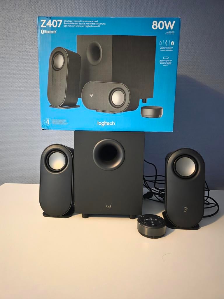 Haut-parleurs Logitech Z407 Aux et Bluetooth, Enlèvement ou Envoi, Comme neuf, Canal audio 2.1, Logitech