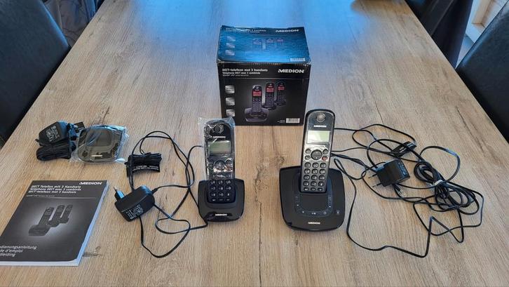 Téléphone MEDION sans fil (DECT) avec 2 combinés, Télécoms, Téléphones fixes | Combinés & sans fil, Utilisé, 2 combinés, À Faible Émission d'Ondes