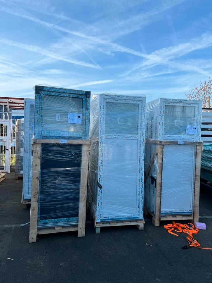 Porte en pvc gris anthracite ral 7016 poignée compris, Doe-het-zelf en Bouw, Deuren en Vliegenramen, Nieuw, Glas, Hout, Kunststof