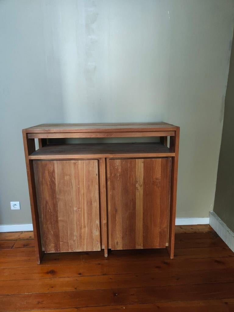 Teakehouten dressoirkast Lengte 103 breedte 45 hoogte 106, Ophalen