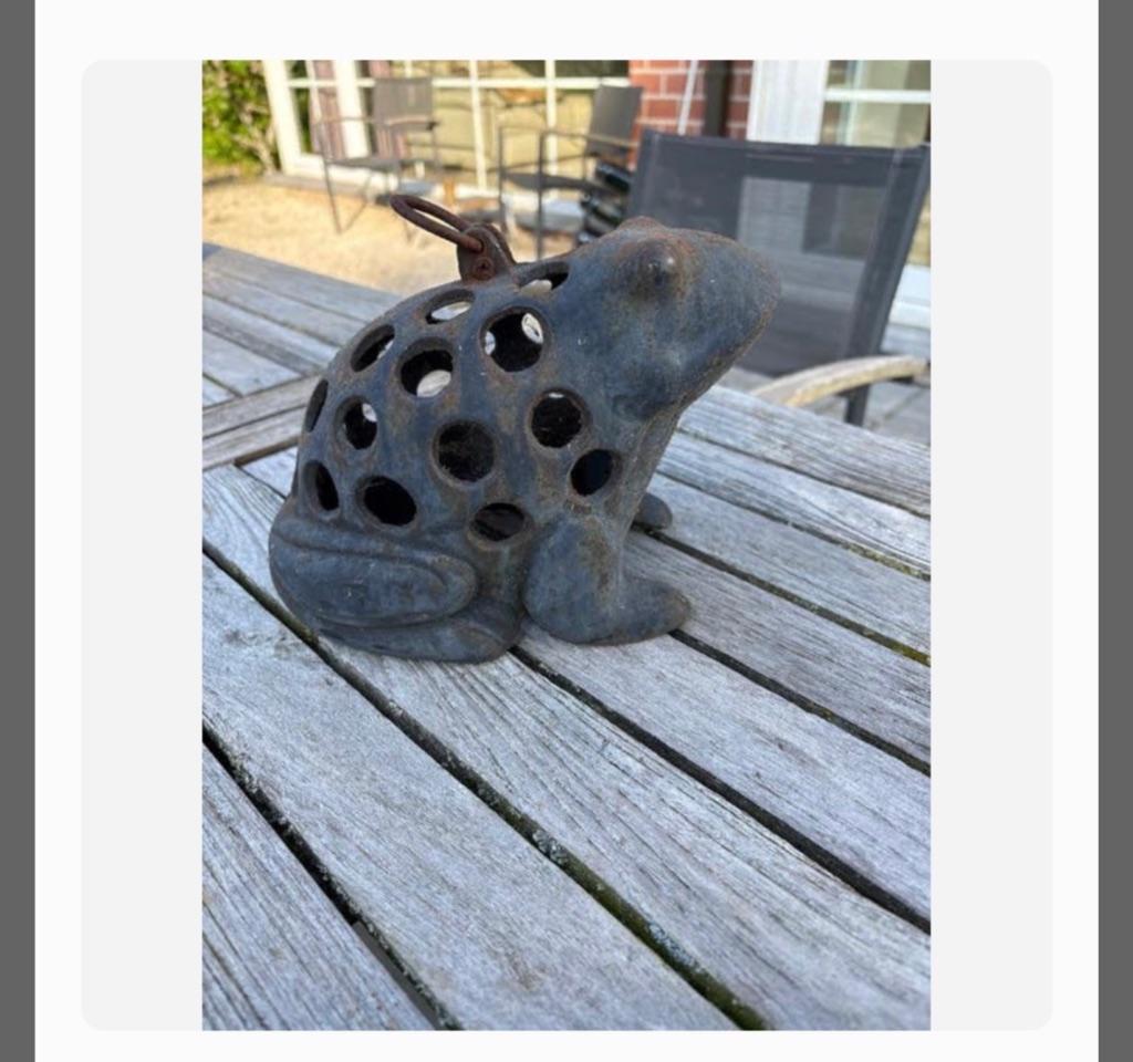 Sfeervolle gietijzeren kikker theelichthouder tuindecoratie, Ophalen of Verzenden, Gebruikt