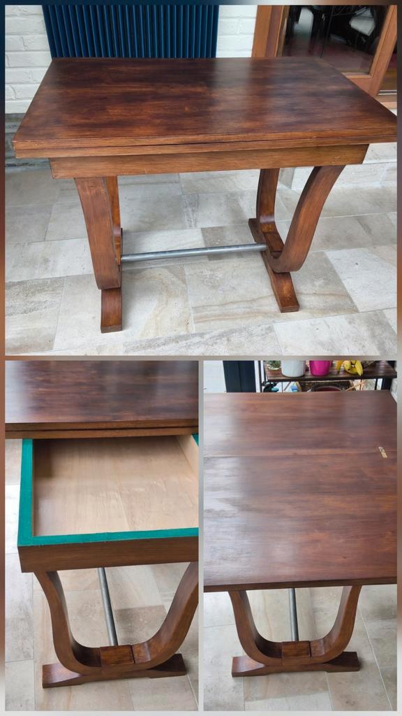 Ancienne table de jeux en bois dépliable style Art Déco, Antiquités & Art, Antiquités | Meubles | Tables, Enlèvement