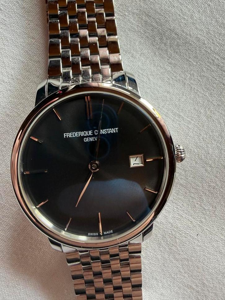 Montre Frederique Constant Slimline, Handtassen en Accessoires, Horloges | Heren, Zo goed als nieuw, Polshorloge, Overige merken