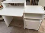 Witte computertafel met rolkastje bureautje, Computers en Software, Laptoptafels, Ophalen, Gebruikt