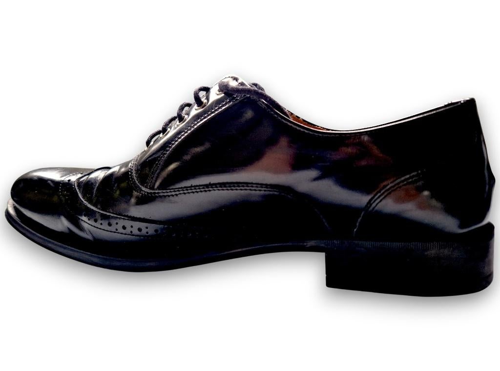 Hockerty zwarte leren derby's — stijlvolle brogues — T41, Kleding | Heren, Schoenen, Gedragen, Veterschoenen, Zwart, Verzenden