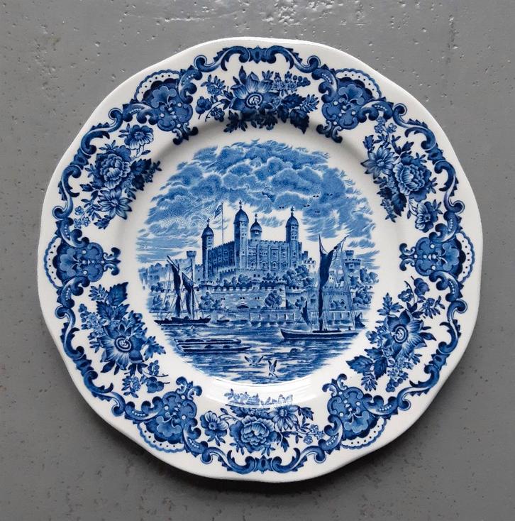 Vintage blauw-wit bord – Tower of London – Engels keramiek, Antiek en Kunst, Antiek | Keramiek en Aardewerk, Ophalen of Verzenden