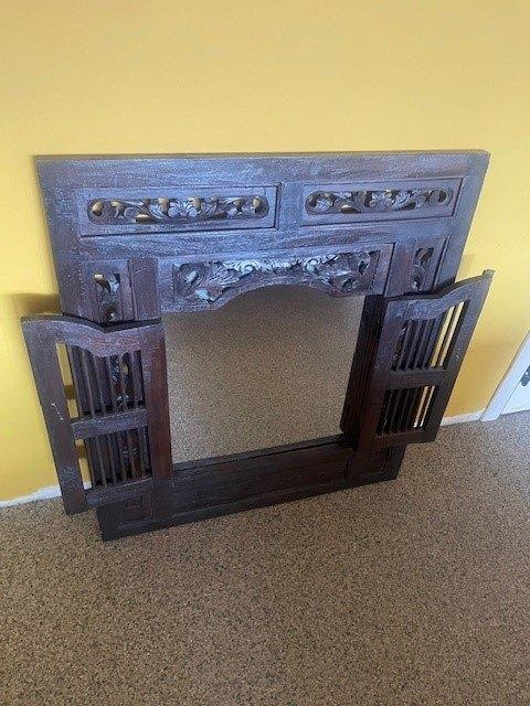 Miroir en bois à volets — style oriental, Enlèvement, Utilisé, 75 à 100 cm, Moins de 100 cm