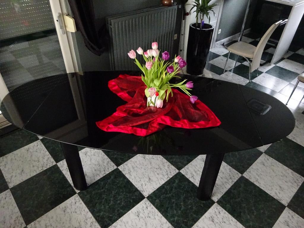 Eettafel, Huis en Inrichting, Ophalen, Gebruikt, 100 tot 150 cm, Glas