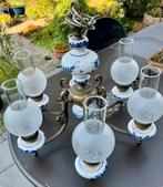 Antieke luster delfts blauw in koper, Ophalen