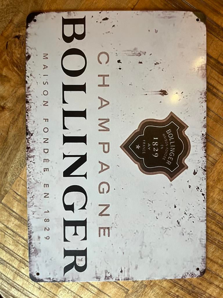 Plaque metallique champagne bollinger, Collections, Enlèvement ou Envoi, Comme neuf, Champagne