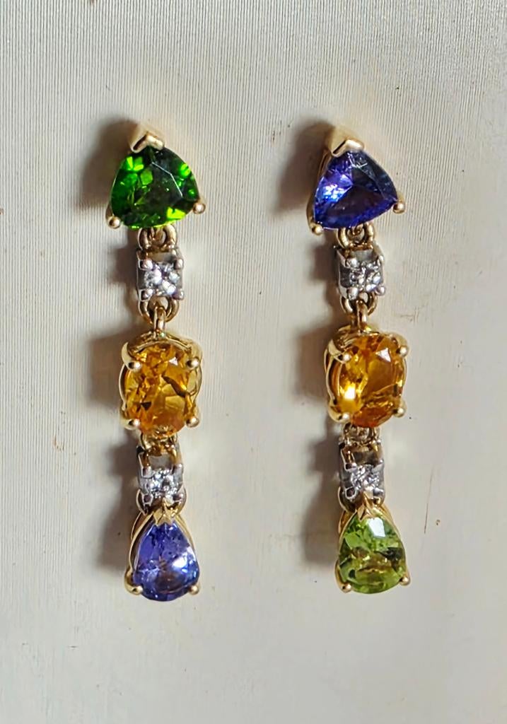 Exclusieve oorhangers met zeldzame stenen, certificaat ALGT, Bijoux, Sacs & Beauté, Boucles d'oreilles, Enlèvement ou Envoi, Or