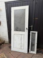 Antieke oude houten deur met bovenlicht, Enlèvement, Comme neuf