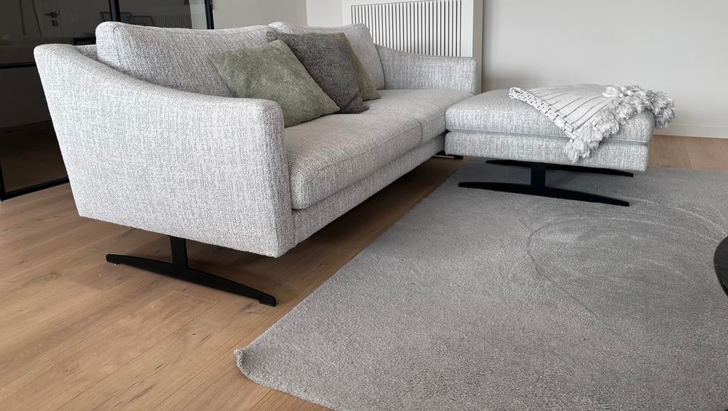 Grijze tweezit+poef - JUNTO0, Enlèvement, Comme neuf