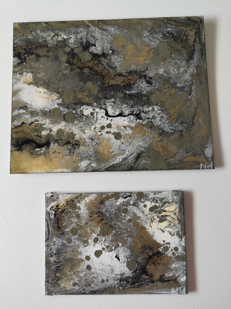 Zelfgemaakt artistiek werk op platte canvas in kader, Antiek en Kunst, Kunst | Schilderijen | Abstract, Ophalen