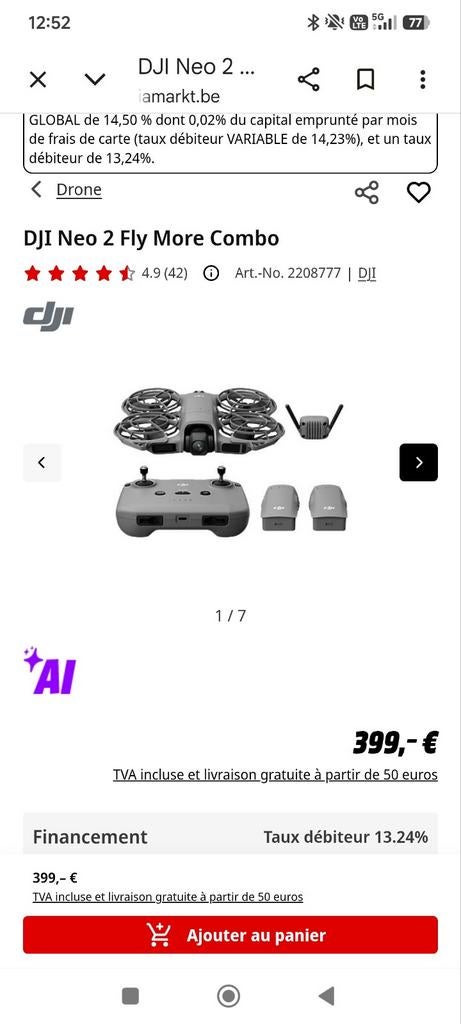 DJI Neo 2 Fly More Combo, Ophalen of Verzenden, DJI