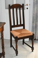 6 stevige stoelen met rieten zitting, Ophalen, Gebruikt, Bruin, Hout