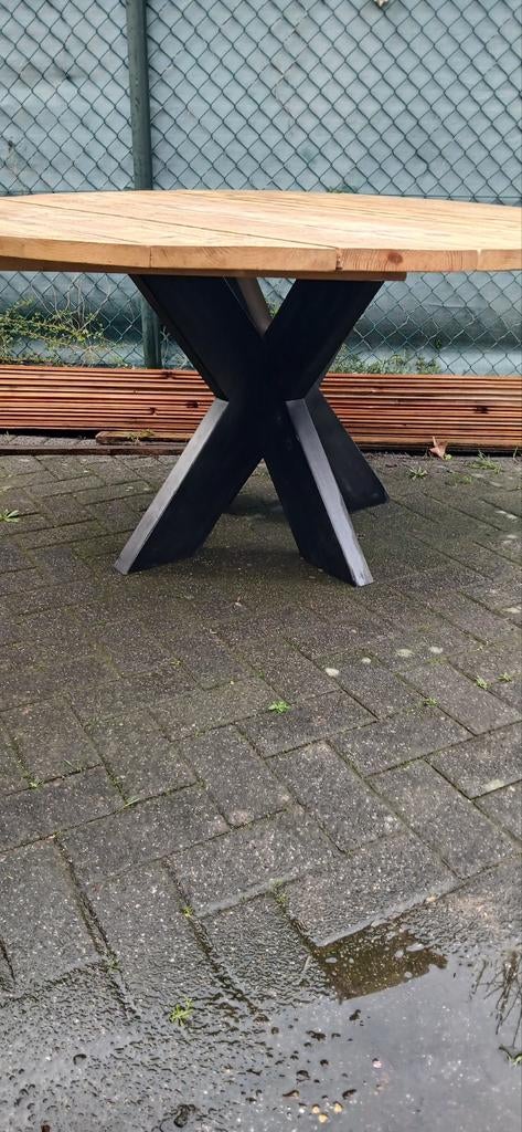 Table ronde, vieux bois d'échafaudage, diamètre 150 cm, Enlèvement, Bois