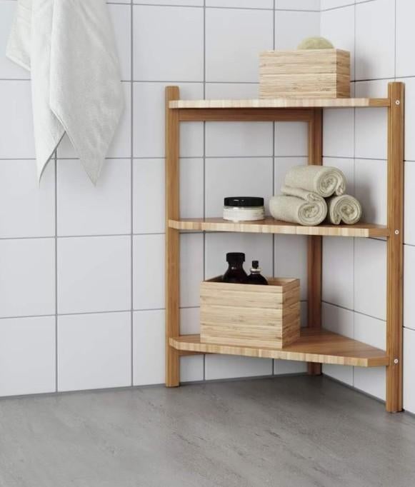 Etagère d'angle à 3 niveaux en bambou Ikea pour sdb, Maison & Meubles, Armoires | Étagères, Enlèvement ou Envoi, Neuf