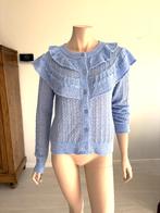 MBYM ‘Georgie’ Ajour Cardigan Lichtblauw Maat S Alpaca Blend, Zo goed als nieuw, Maat 36 (S), MbyM, Verzenden