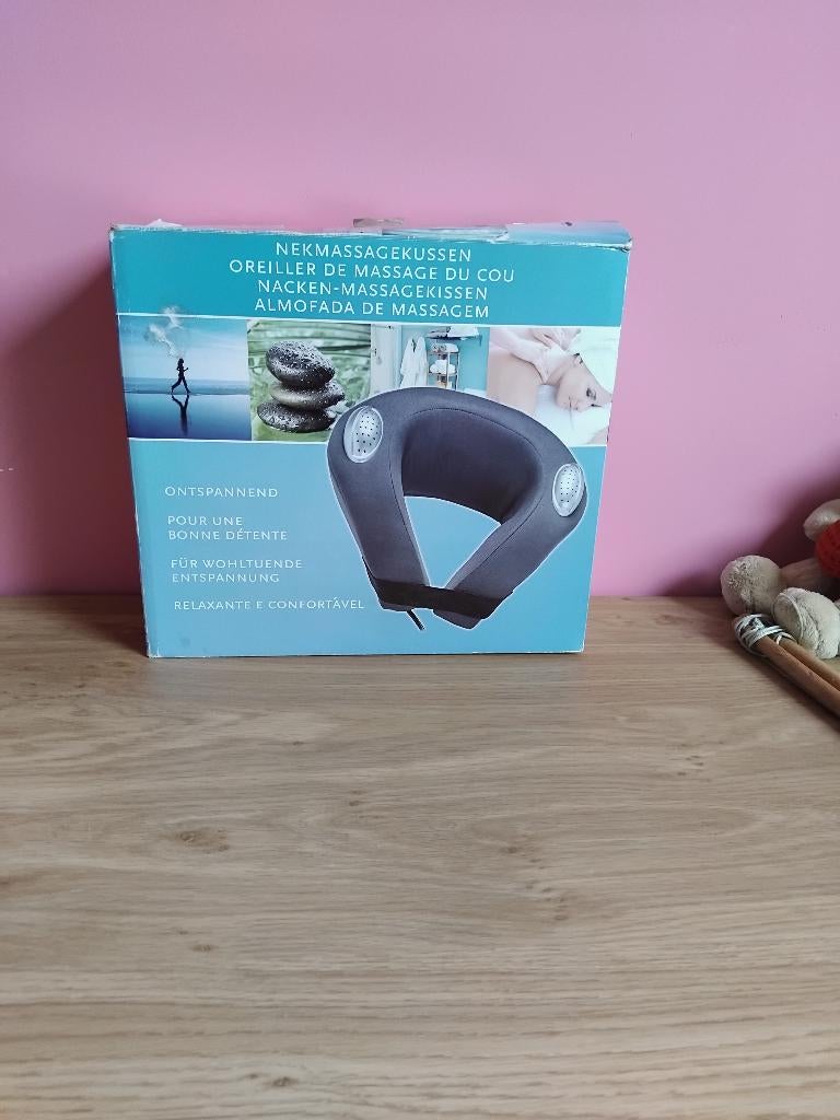 Elektrisch Nekmassagekussen + Warmte & Muziek, Sports & Fitness, Produits de massage, Comme neuf, Chaise de massage ou Coussin