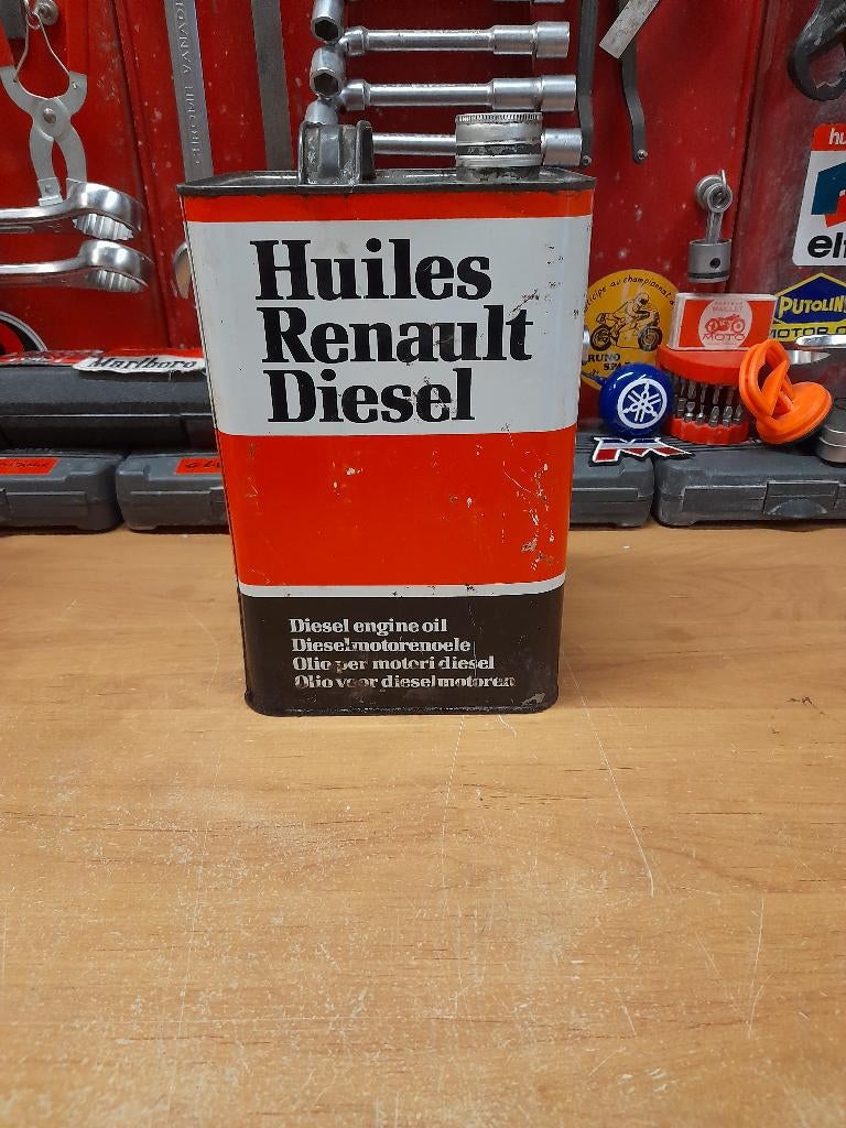 ancien bidon huile vide renault diesel 5 litres, Collections, Marques & Objets publicitaires, Utilisé, Autres types, Envoi