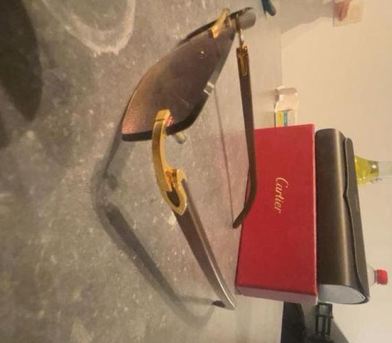 Lunette cartier special C allongé en or Monture en bois, Enlèvement, Comme neuf