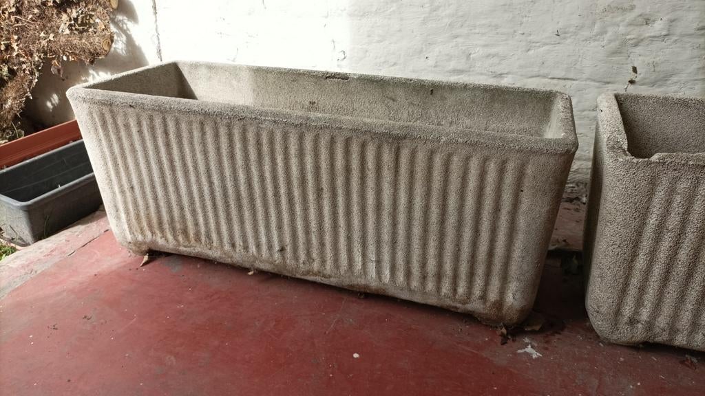 Antieke Italiaanse bloembakken groot formaat, Ophalen, Gebruikt, Beton, Rechthoekig