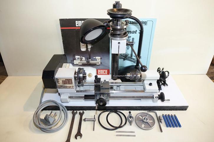 Nette gebruikte Emco Unimat hobby draaibank, kolom,lamp, Doe-het-zelf en Bouw, Draaibanken, Gebruikt, Metaaldraaibank, Minder dan 500 mm