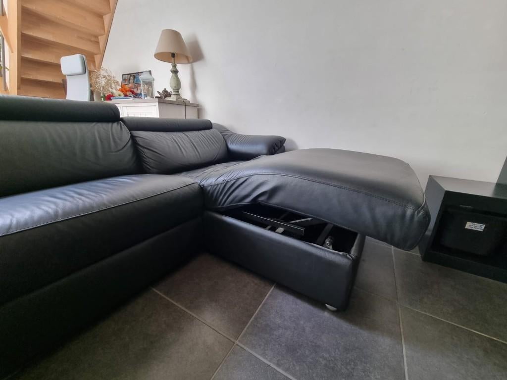 Elektrische leren relax hoekbank, Trois personnes, Leder, Enlèvement, Utilisé