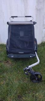 Thule fietskar voor 2 kinderen met babyzitje, Fietsen en Brommers, Opvouwbaar, 60 tot 80 kg, Kinderkar, Gebruikt