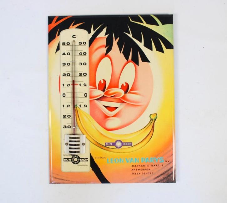 reclamebord Sun Drop bananen, Leon Van Parys, Antwerpen, Verzamelen, Retro, Huis en Inrichting, Ophalen of Verzenden