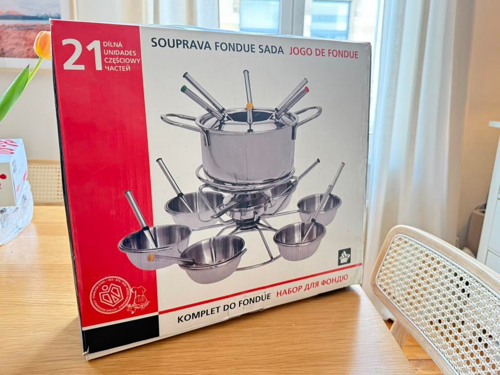 Kaas Fondue set 6 personen nieuw in doos, Ophalen of Verzenden, Nieuw, Aluminium, Overige typen