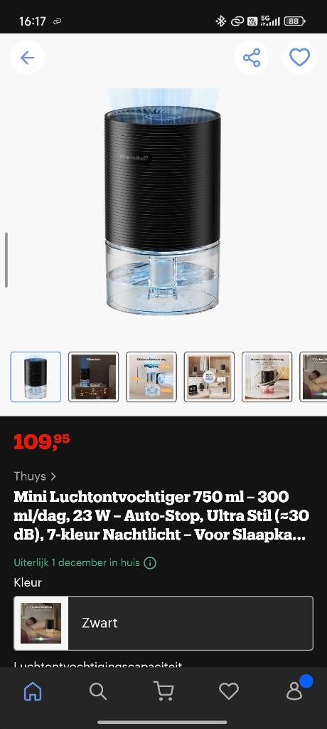 Mini-déshumidificateur d'air 750 ml — 300 ml/jour, 23 W, Electroménager, Équipement de traitement de l'air, Enlèvement, Comme neuf
