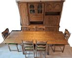 Salle à manger complète en chaine massif, Enlèvement, Utilisé, Rustieke/klassieke eikenhouten stijl, 4 à 6 chaises