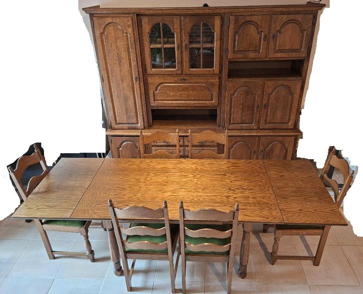 Salle à manger complète en chaine massif, Maison & Meubles, Salles à manger complètes, Utilisé, 4 à 6 chaises, Enlèvement