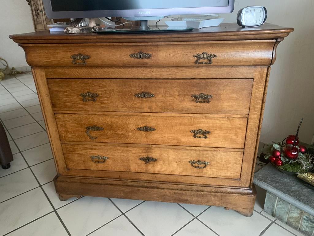 Oude zware commode Louis Philip 4 schuiven volledig, Ophalen, Zo goed als nieuw