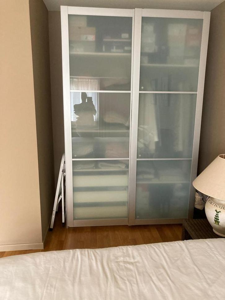 PAX 2 schuifdeuren (LYNGDAL), Huis en Inrichting, Slaapkamer | Slaapbanken, Gebruikt, Overige maten, Overige maten, Wit, Ophalen