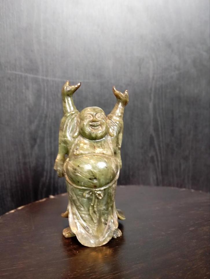 Chinese Buddha in donker groene Jade, Huis en Inrichting, Woonaccessoires | Overige, Ophalen of Verzenden