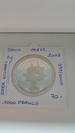 Benin 1000 fr 2002 AG PROOF ZEER SCHAARS !! (999/1000), Ophalen of Verzenden