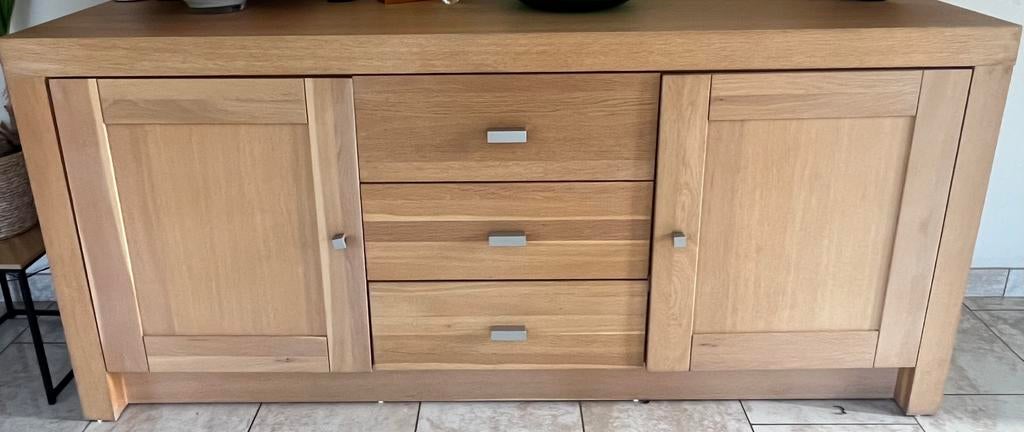 Eiken meubelset dressoir vitrine, Ophalen, Zo goed als nieuw