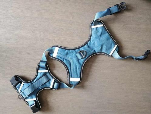 Hondenharnas - denim blauw + halsbandje appelblauwzeegroen, Dieren en Toebehoren, Hondenhalsbanden en Penningen, Gebruikt, Ophalen