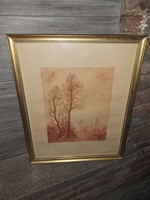 Eau forte grimbergen signe, Antiek en Kunst, Kunst | Etsen en Gravures, Ophalen of Verzenden