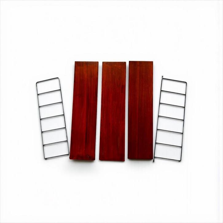Vintage houten wandrek / etagere tomado stijl, Huis en Inrichting, Woonaccessoires | Cd- en Dvd-rekken, Zo goed als nieuw, Ophalen of Verzenden